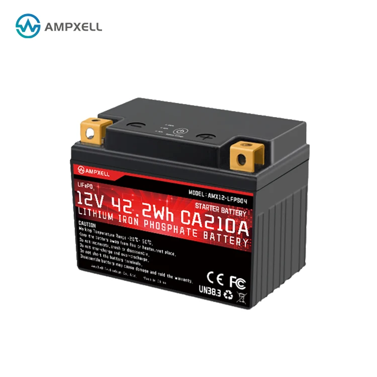 AMPXELL 12V 42.2Wh 3.5Ah CA210A motorcycle lithium iron phosphate starting batteries lifepo4 for Honda Kawasaki Suzuki Yamaha
