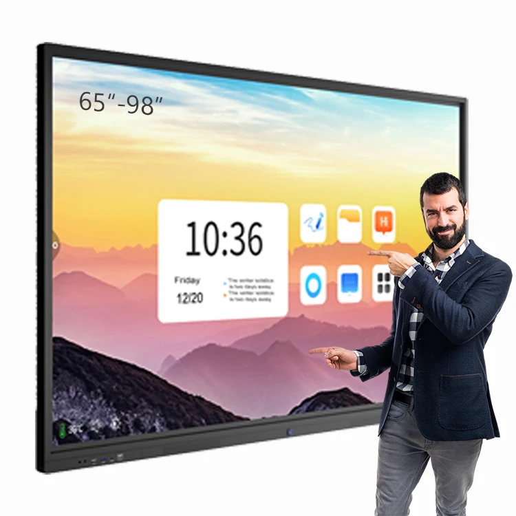 65 75 86 inch 4k interactive board 20 points multitouch screen electronic whiteboard smart interactive flat panel with stand