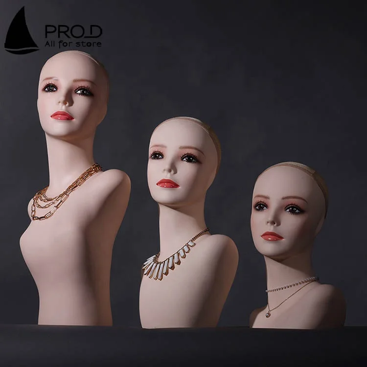 Window Display New Style Single Shoulder White Mannequin Head For Wig Display