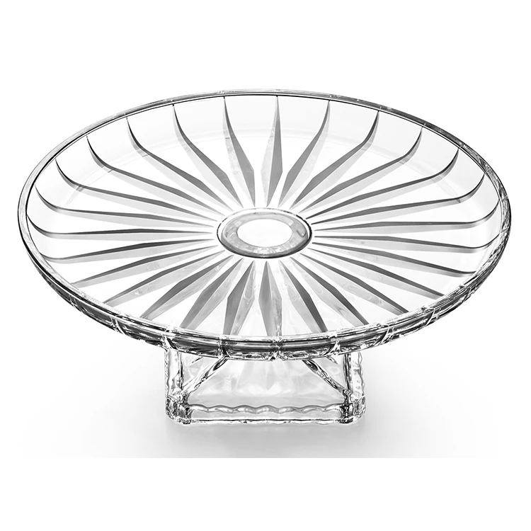 1046PLax Revel big crystal glass service plates with foot fruit serving dishes