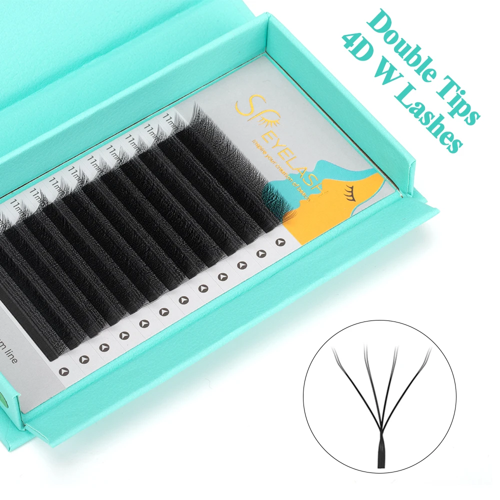 SP EYELASH W V YY Shape Volume C D Curl High Quality Soft Individual Brown Korean PBT lash tray wholesale price Yy Shape Lashes