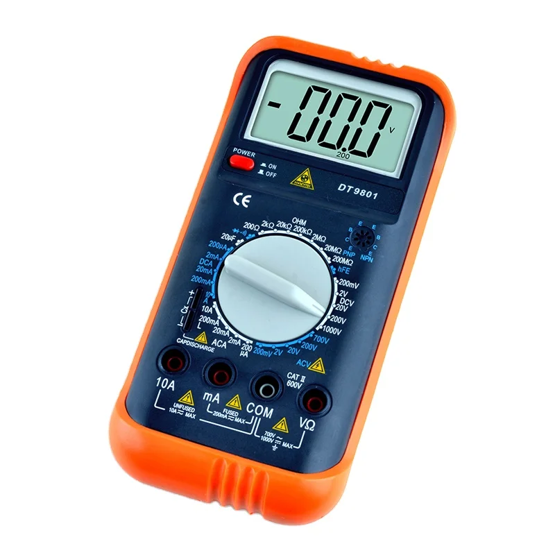 Портативный цифровой мультиметр DT9801 с ЖК-дисплеем, тестер напряжения, индикатор низкого заряда батареи, тестер частоты конденсатора, обнаруживает мультиметр переменного тока