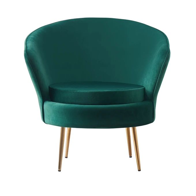 cheap high quality Modern living room furniture petal chair back modeling velvet fabric metal feet living room armchair sofa