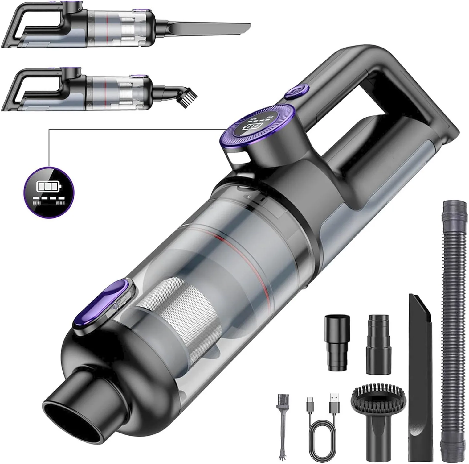 High Power 14000PA Car Vacuum Cleaner Electric Compressed Air Duster & Blower With LED Light