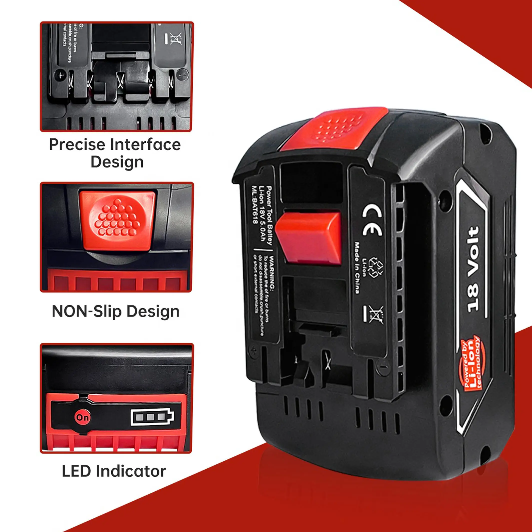To compatible with BAT610G 18Volt 3.0Ah 4.0Ah 5.0Ah 6.0Ah Rechargeable Lithium ion Bosch Batteries