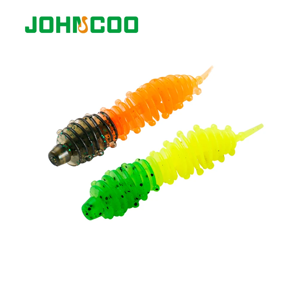 JOHNCOO Fishing Soft Lures Jig Trout Worm Soft Bait 50mm 1.27g Artificial Freshwater Worms Earthworm Fishing Soft Lures Wobblers