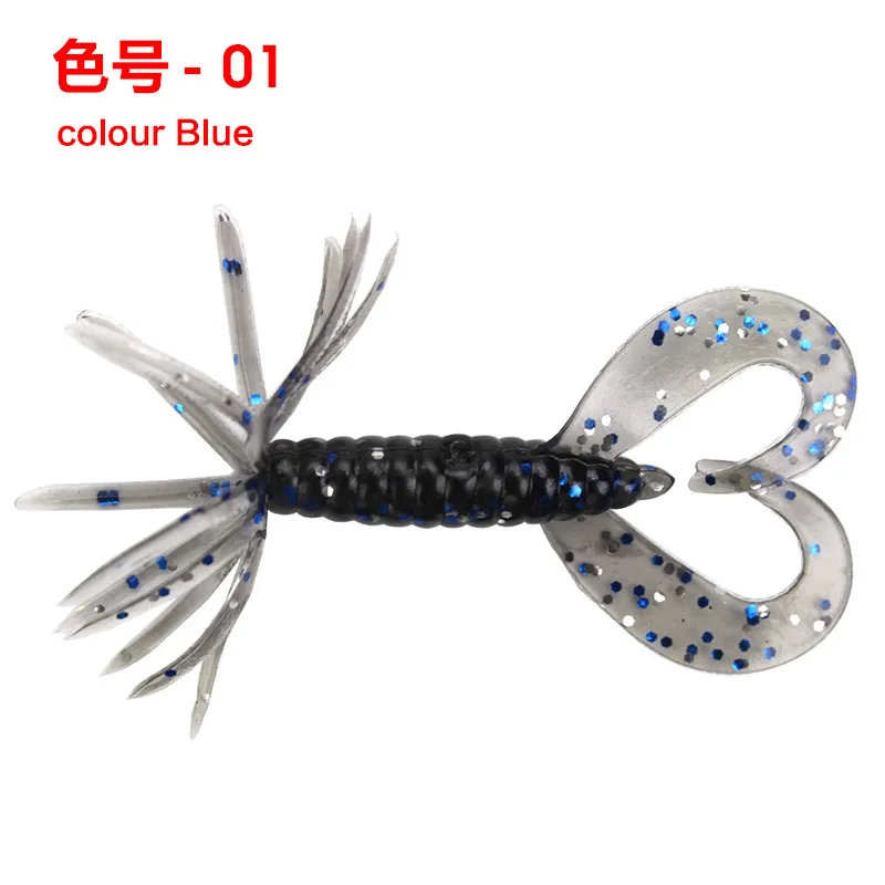 5PCS/Box Heart Fishing Lures Soft Baits Tail  7CM/1.8G Crazy Flapper Carp Jig Wobblers Worms Soft Silicone Bait For Fishing Tack