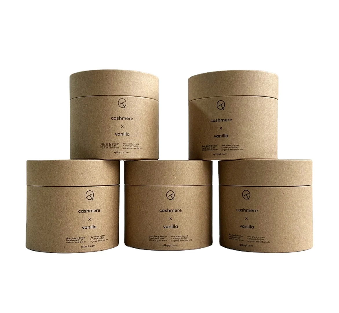 Eco Friendly Cylinder Kraft Paper Round Box Cosmetics cream jar  4oz Empty deodorant Cardboard Packaging Tube