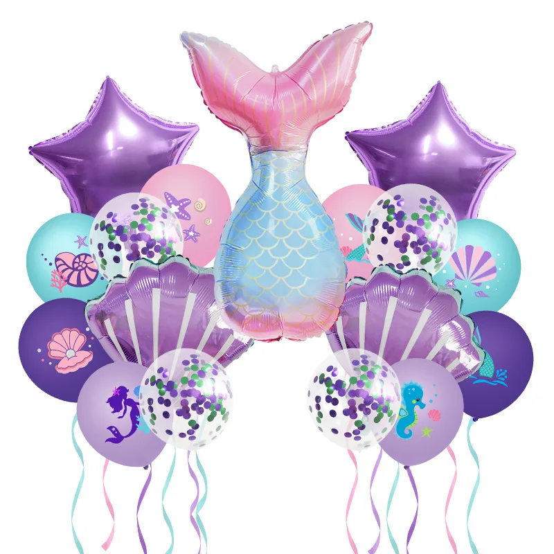 17pcs_lot Mermaid Party Balloons Birthday Party Decorations Kids Baby Shower Decor Helium Globos New Year Balloon 25 Bag Foil
