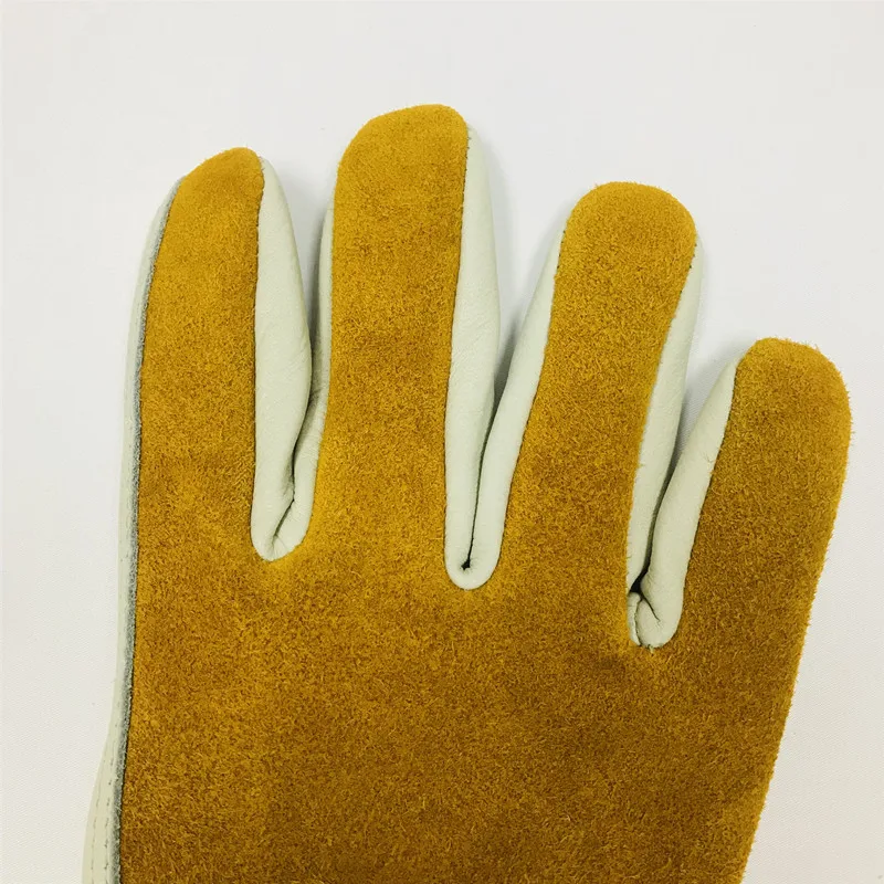 Custom Logo Cowhide Leather Camping Gardening Working  Construction Housework Wear Gloves Protective Gear Grip Bulk Men Women