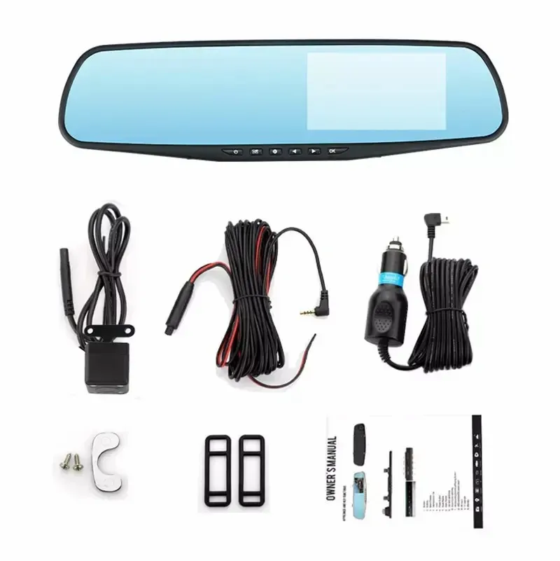 Wholesale HD 720P Wide Angle 4.3 Inch Car Video Recorder DVR  Rear View Mirror Dual Lens Dash Cam with Reverse Camera