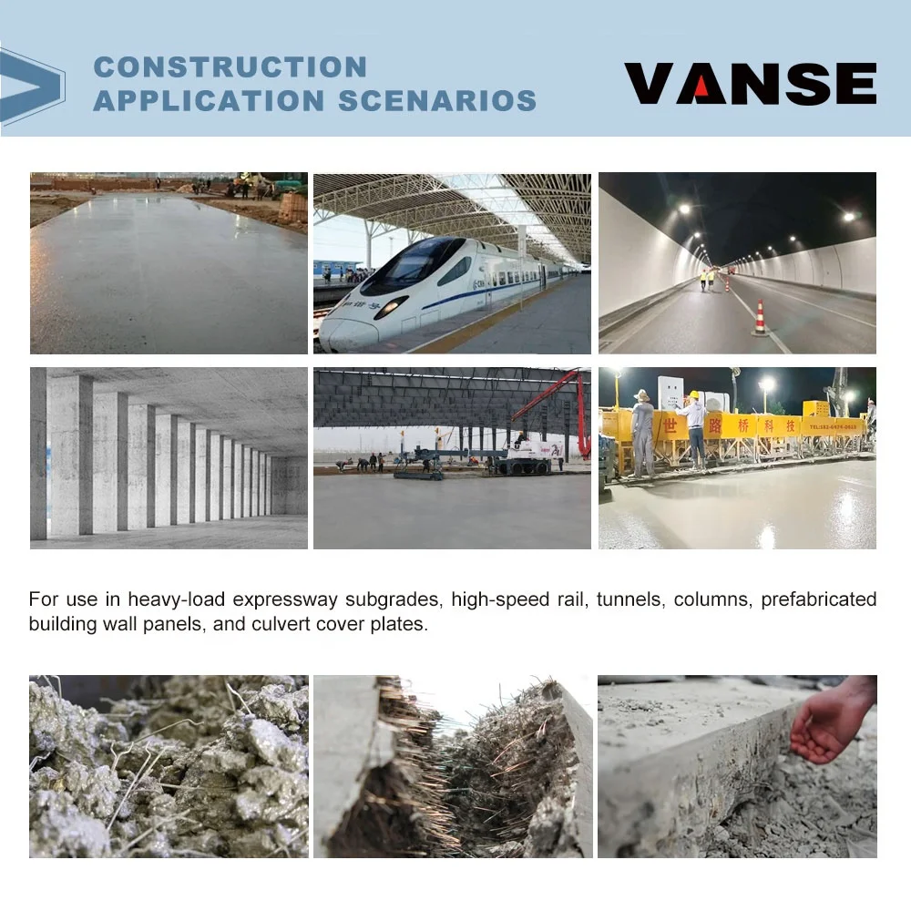 VANSE High Tensile Strength Micro Steel Fibers Glued Hooked End Steel Fiber For Concrete Constructions