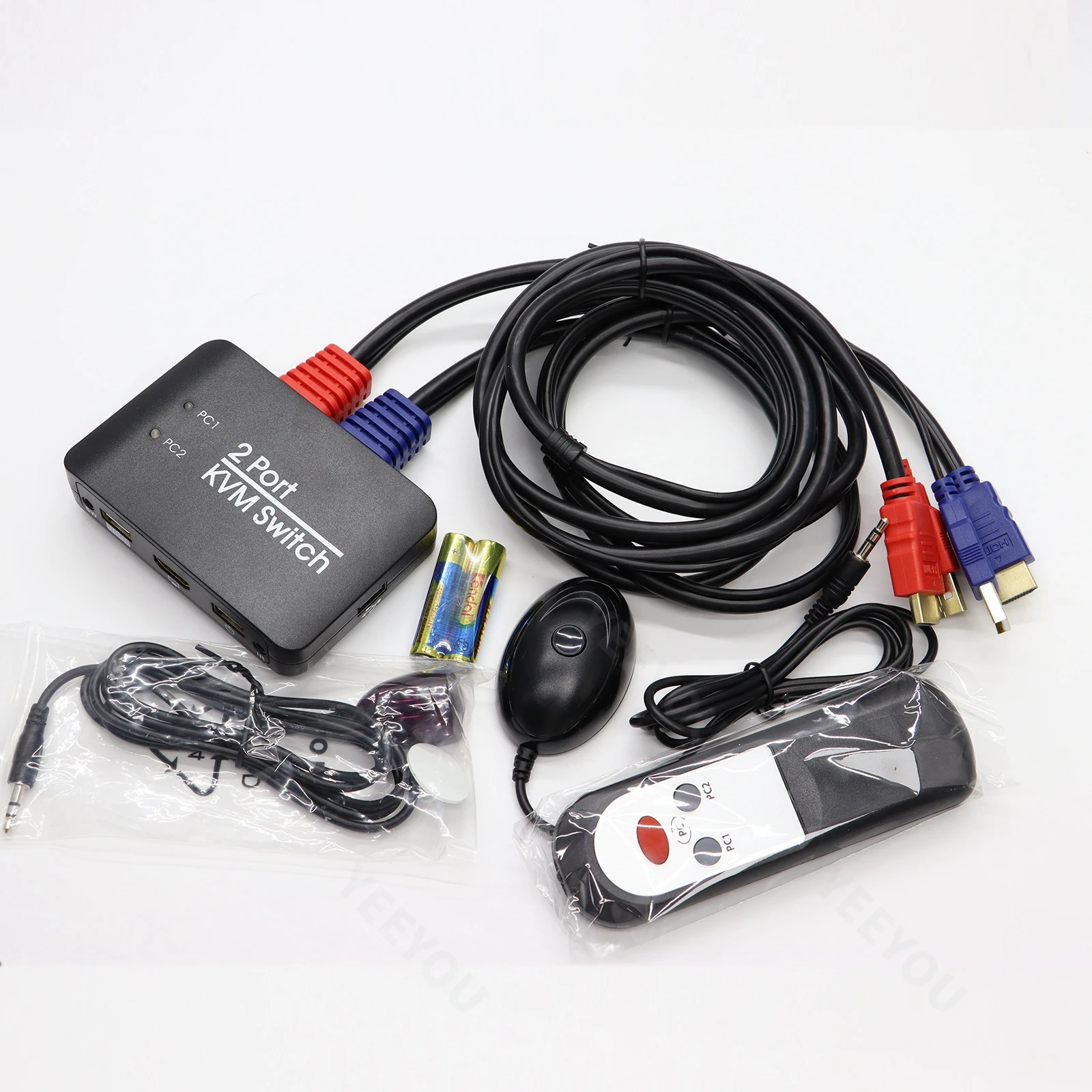 4k Kvm Switch HDMl 2.0 2 Ports Usb Keyboard Video Mouse Auto Switch For Tv/Pc Projector Monitor Game Consoles