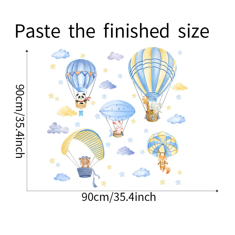 Animal Hot air balloon Wall Sticker Cartoon Hot air balloon Decals  Living Room Decorative Wallpaper