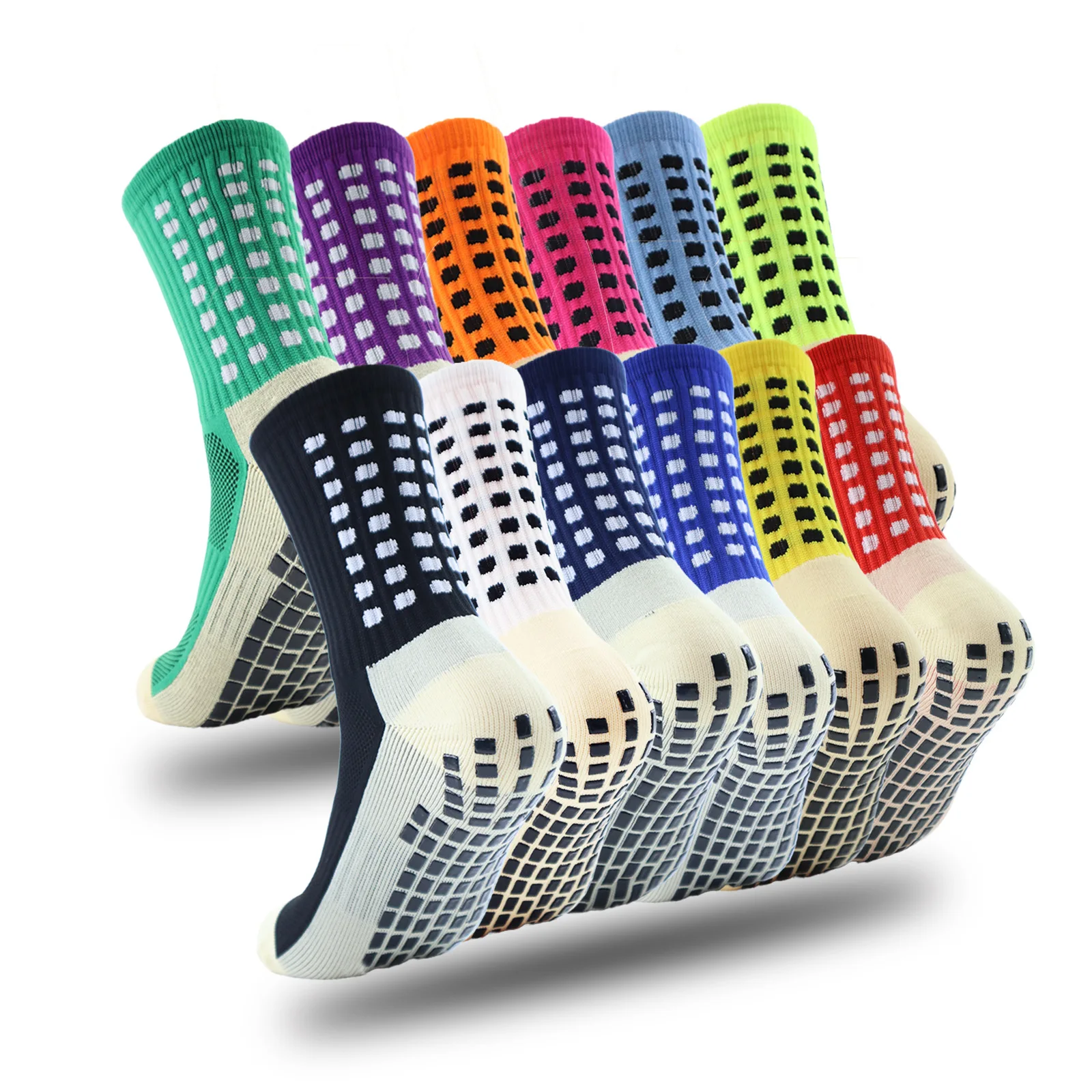 soccer Socks Manufacturer Nylon Cotton Custom Logo Anti Slip Sports Grip breathable Socks Anti-Bacterial Soccer Football Socks
