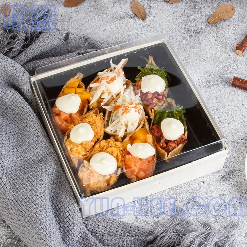 
Disposable Biodegradable Wood Box with Lid for Cake Cheese Macarons Sandwich Doughnut 