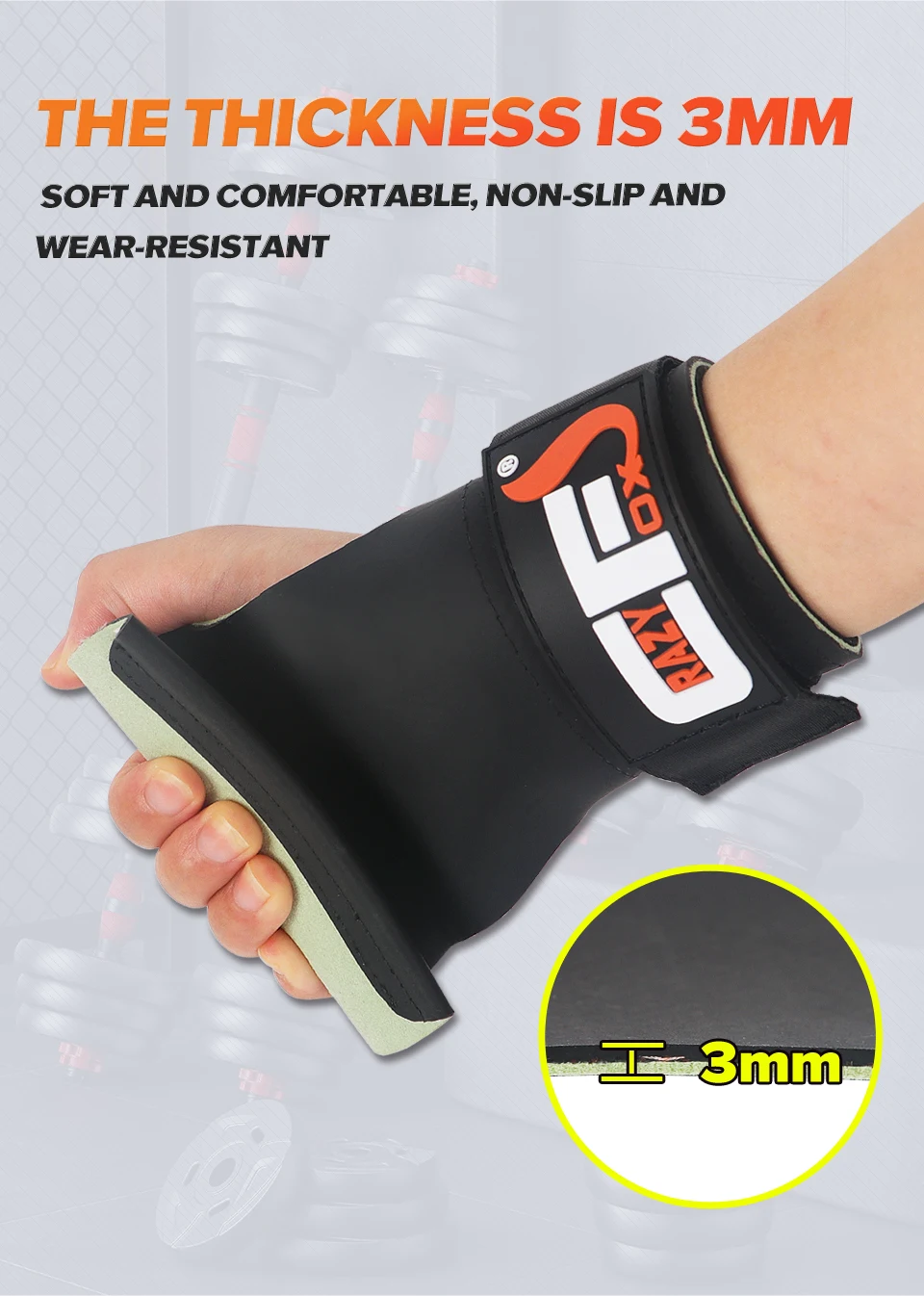 Chalkless Rubber No Hole Gymnastic Hand Grips,Weight Lifting Gloves For Kettlebells,Palm Protection,Calleras,Workout