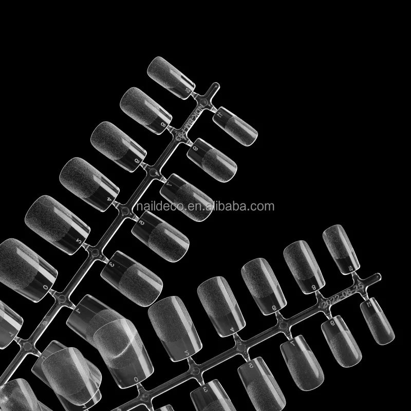 Short Square Gel Nail Tips Full Cover Fingernail Art Press On Flexible Etching Nails Extension 240pcs