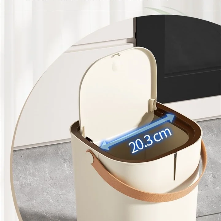PP Plastic Handheld Trash Can with Protective Structure Pressing Type Outdoor Storage Waste Bins