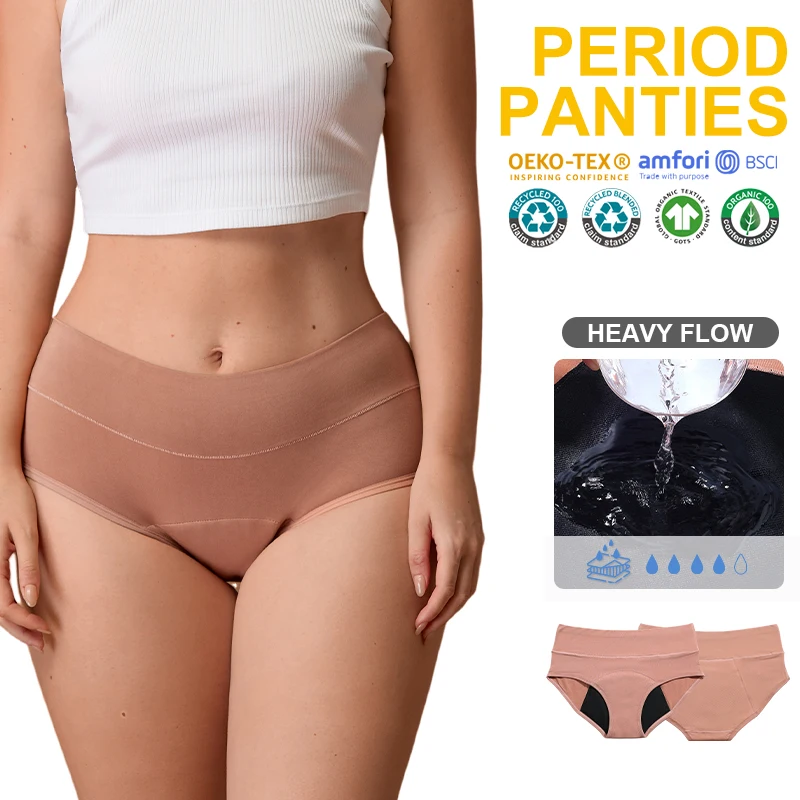 Wholesale Culottes Menstruelle En Coton Bio 4 Layer Reusable Leak Proof Seamless Period Underwear Panties For Women And Teens