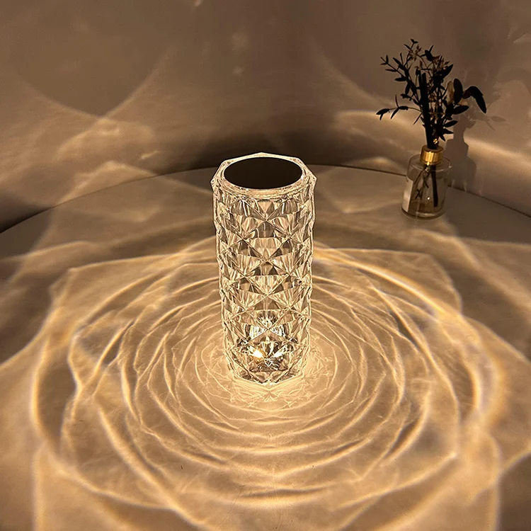 16 years manufacture RGB LED Rose Lamp color changing cristal Touch control pink transparent decor Crystal table lamp