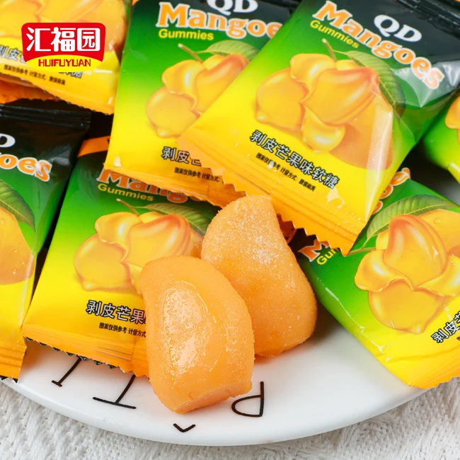 Wholesale HUIFUYUAN peeling fruit shaped mango soft candy