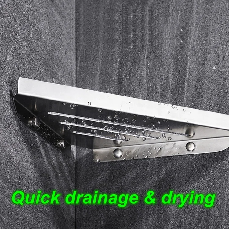 304 Stainless Steel Corner Shower Shelf SUS304 Rustproof Mirror Shining Triangle Bathroom Shower Caddy Basket Storage Organizer