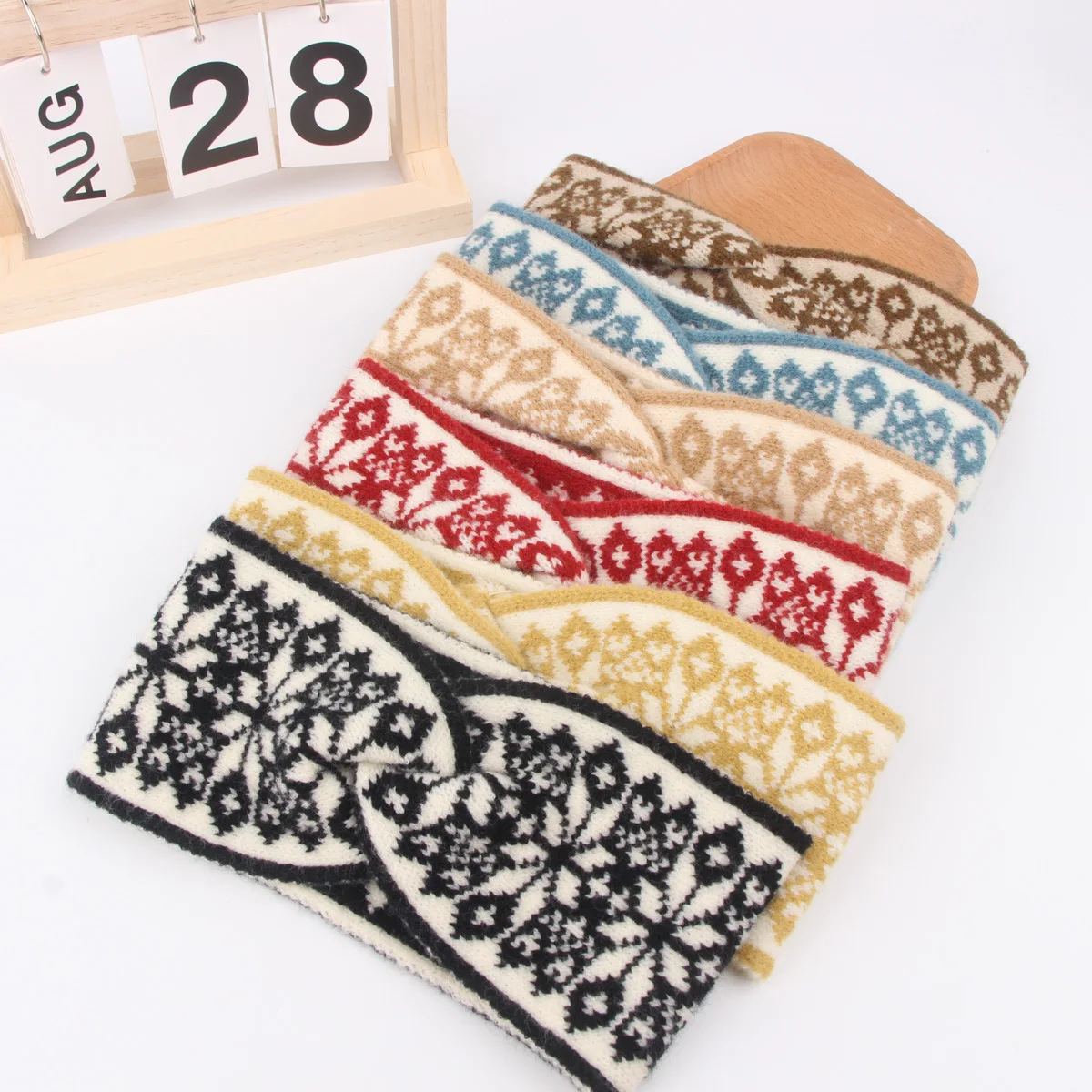 Winter Christmas Elements Head Wraps Sports Fitness Hairbands Women Stretch Knitted Headband  Yoga Elastic Hair Bands