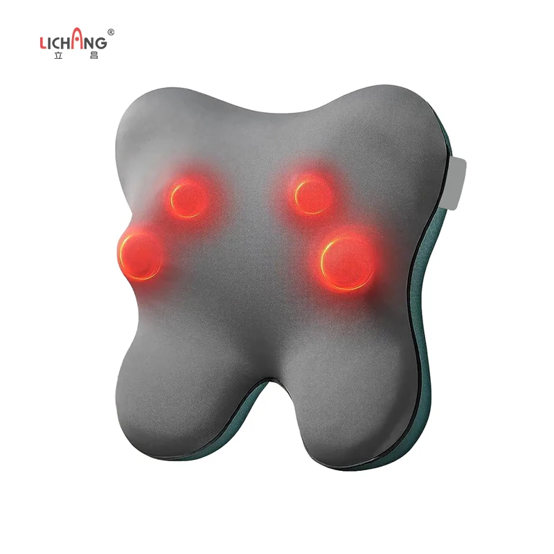 LICHANG Infrared Large Area Shiatsu Back Massage Pillow Waist Heating Electric 4 Nodes Deep Kneading Massage Pillow