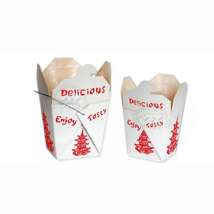 HAPPYPACK custom colour custom size take away noodle box with/without handle food container free sample square bottom