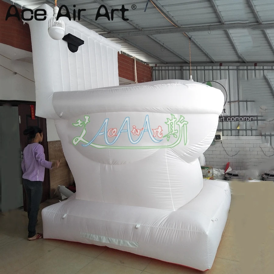 3Mh High Quality Outdoor Inflatable Toilet Model World Toilet Day Advertising Parties Events Oxford Material Blower Accessory