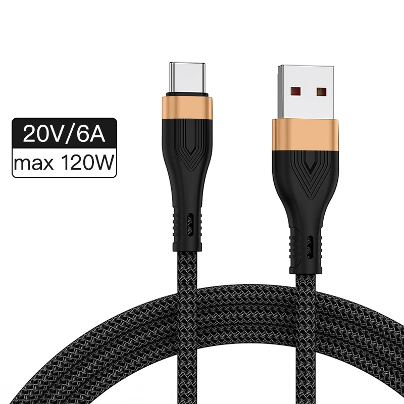 6A 66W USB Type C Cable For Huawei Mate 40 Pro Samsung Xiaomi 5A Fast Charging USB-C USB C Charger 90 Degree Cable Data Cord 6A