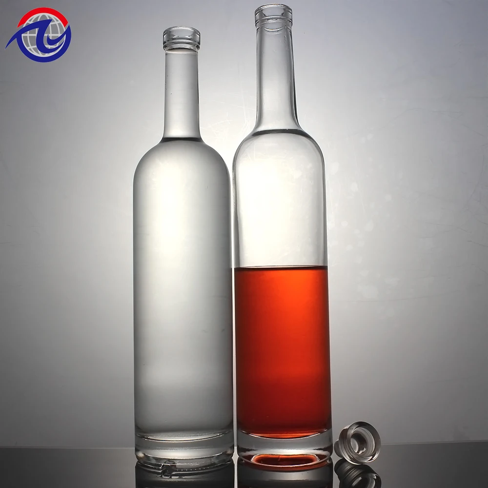 Wholesale China factory price high quality empty clear vodka gin tequila liquor whisky vodka glass bottle