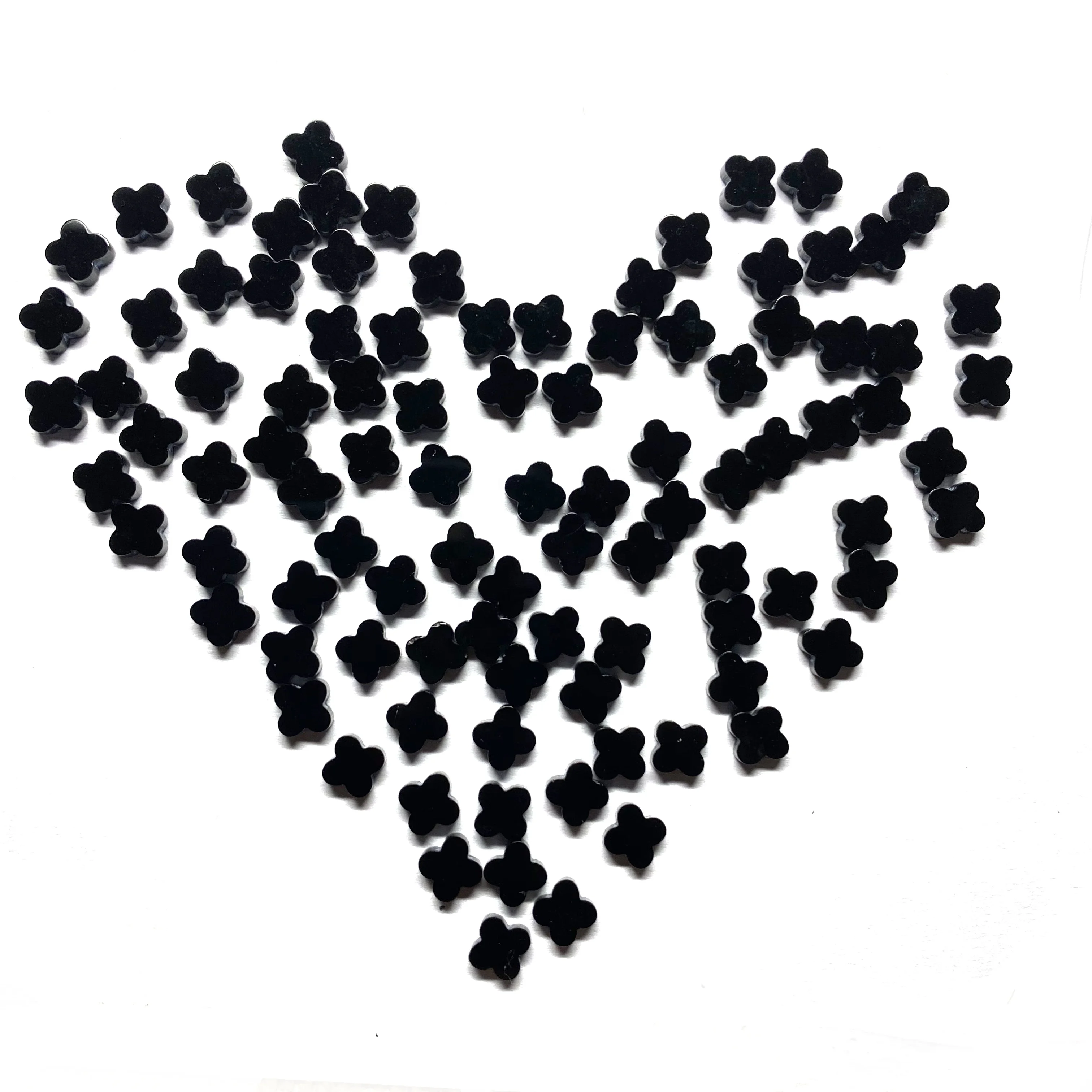 Loose Natural Gemstone black onyx Mother of Pearl Shell four leaf clover style loose gemstones