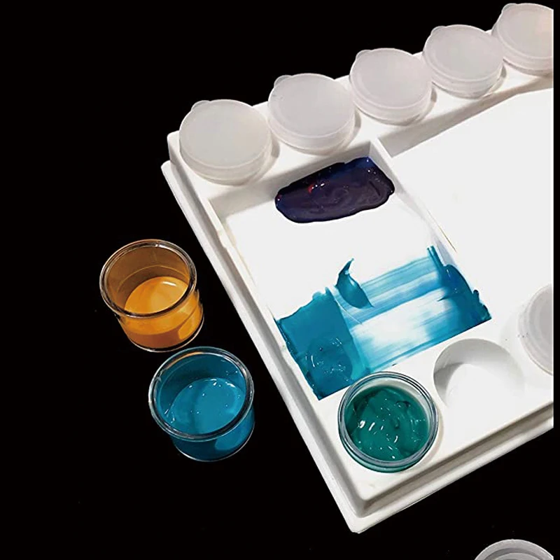 50619 4 wells 12 storage cups Plastic Artist Painting Drawing Tray Palette For Oil Watercolor Painting