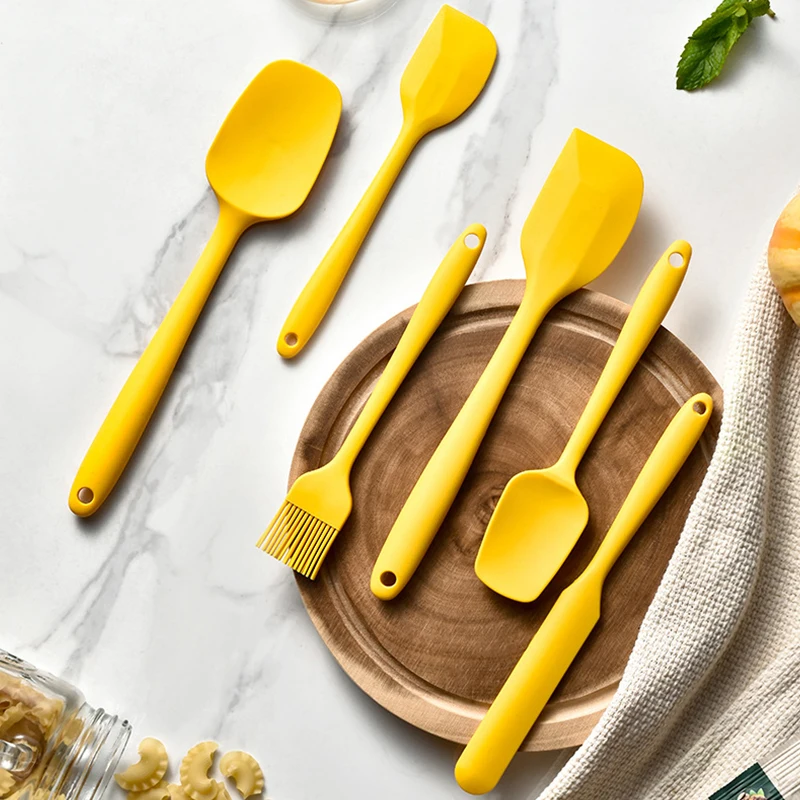 Factory Non-Stick Heat Resistant 6 Pcs Cream Spatula Oil Brush Silicone Kitchen Utensil Set For Cooking Baking