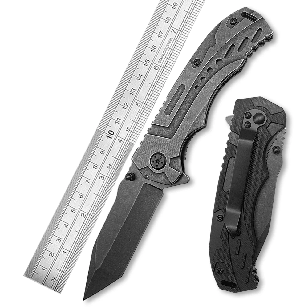 Tanto high quality knives 3cr13 steel blade gun color aluminium handle pocket hot sale outdoor survival folding knife