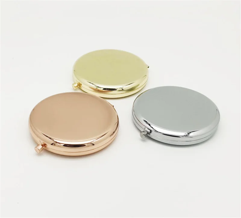 Personalized Pocket Mirror Rose Gold Compact Mirror with Logo Travel Metal Makeup Mirror
