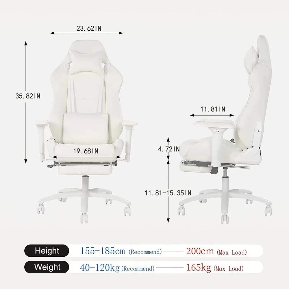Modern Pu Leather Computer Gaming Chair Pc Game Ergonomic Racing Chair White Gaming Chair Gaming Home Office