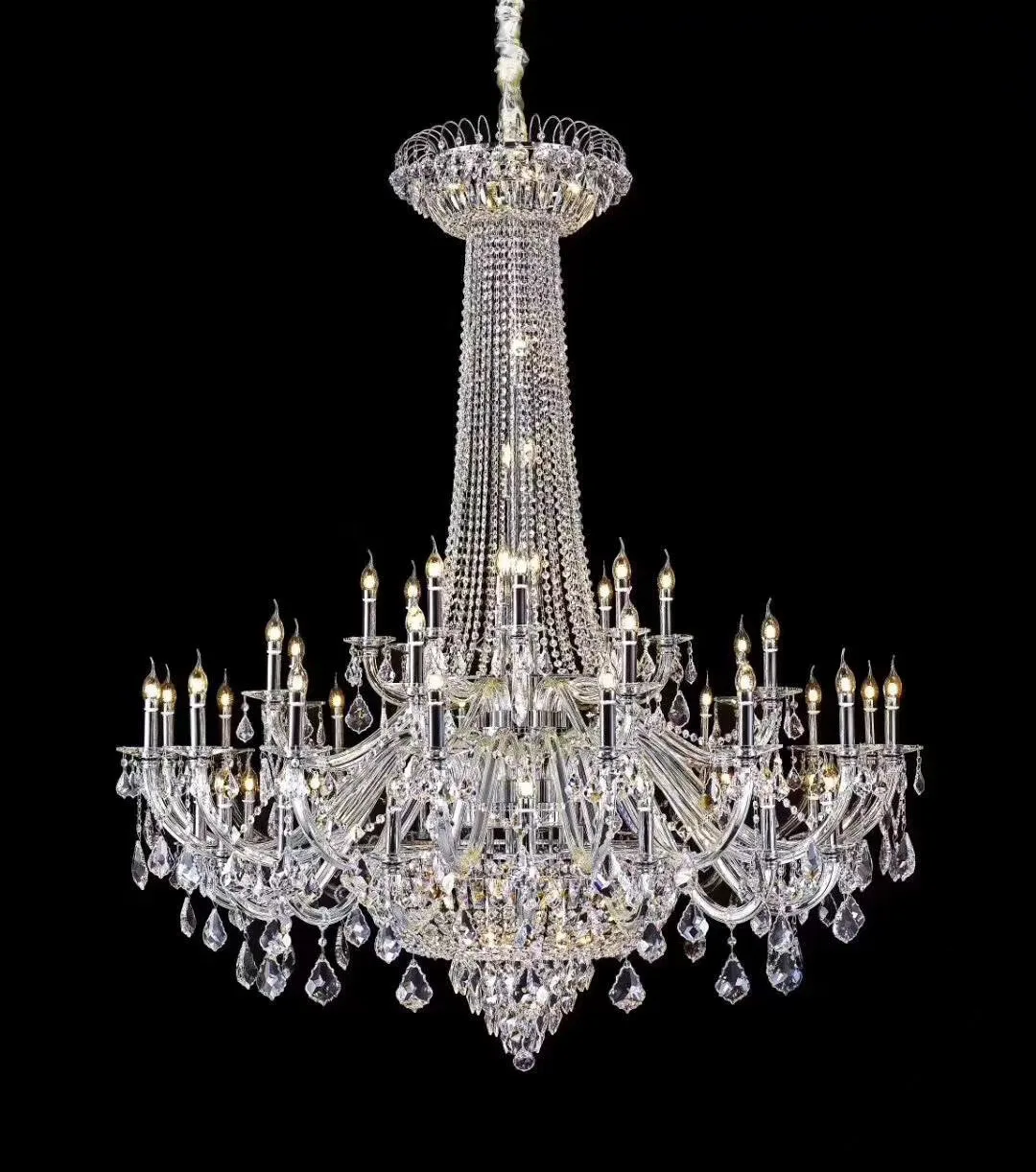 Custom villa murano glass led lights lighting maria theresa high ceiling luxury large modern crystal chandeliers pendant lights