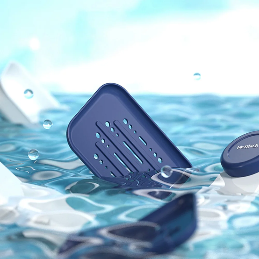 Soap Holder Soap Dish for Shower Suction Cup Wall Mounted NO-Drilling Self Draining Removable Waterproof Strong Vacuum Suction B