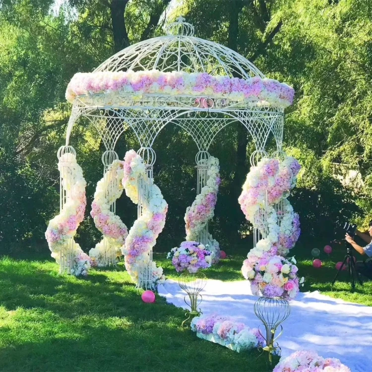 Outdoor Arch Six-pillar Pavilion European Style Gazebo Wedding Decorations for Stage Ceremony