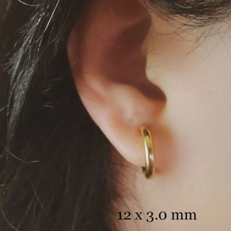 Minimalist Women Christmas Huggie Earrings Fashion 18K Gold Plated Hypoallergenic Gold Thick Hoop Earrings Trend 2021