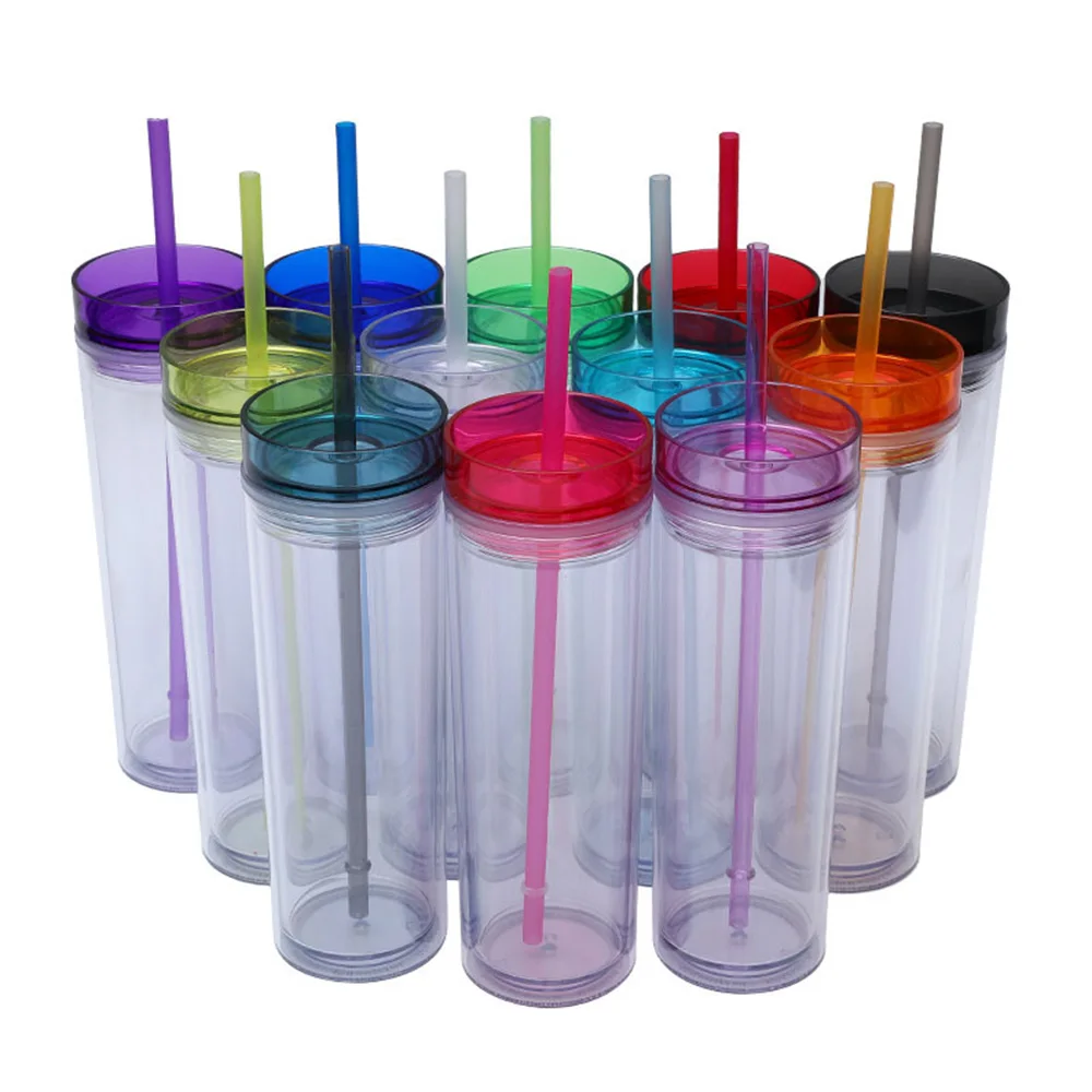 Wholesale 16oz Double Wall Plastic Matte Tumbler with Straw, Reusable Customizable Hologram Glitter Drinking Cup