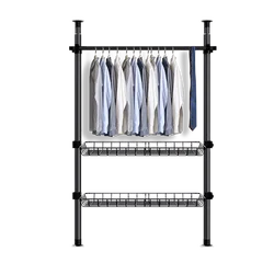 Modern Space Save Storage Cabinet garment rack hanger rod steel adjustable closet organizers Simple Bedroom telescopic Wardrobe