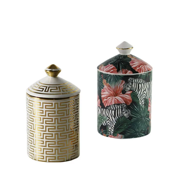 Недорогая Роскошная Ароматизированная свеча в уникальном стиле, Керамическая свеча с крышкой для украшения дома