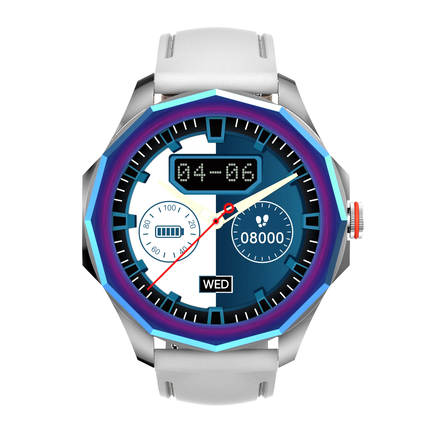 2021 White BT4.0 touch circle Heart Rate Monitor Health Fitness sports dropshipping Android ios call play smart watch