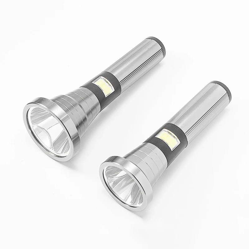 Hand held aluminum alloy led flash light rechargeable torch Emergency rechargeable led torch with side lamp