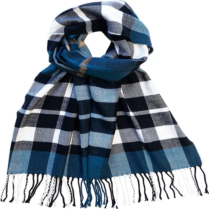 Cashmere Feel Scarf Soft Winter Ombre Nova Buffalo Tartan Tweed Houndstooth Plaid Gift Men Women  knit plaid tartan scarf