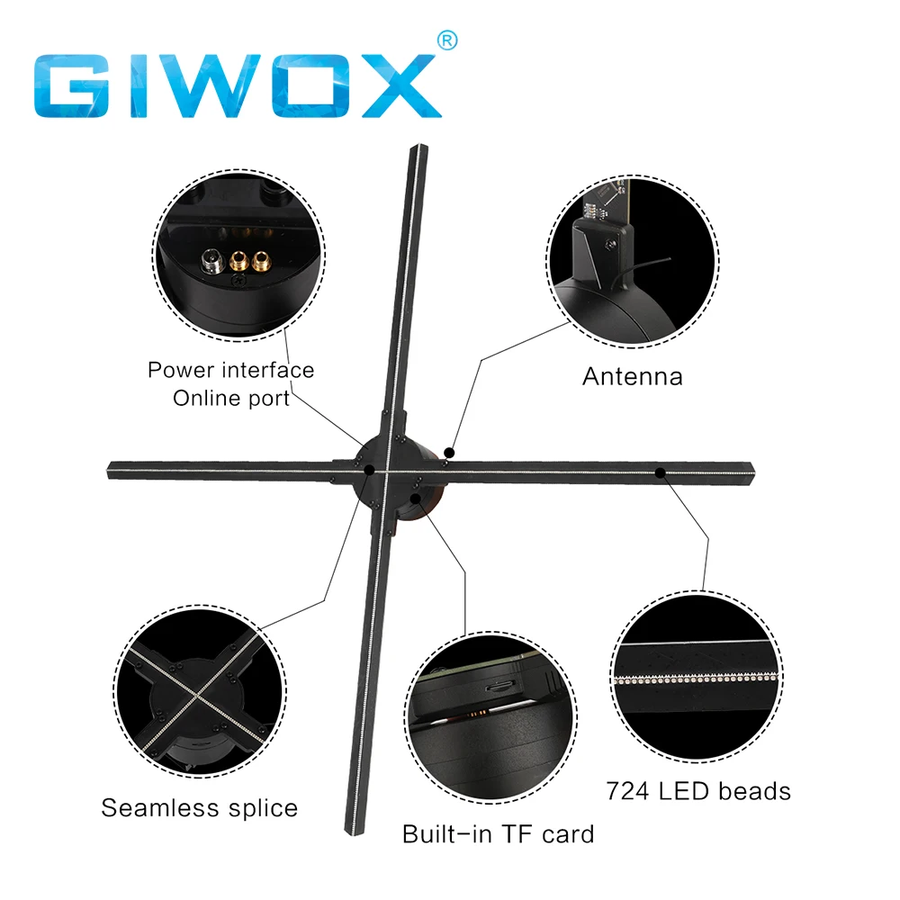  Голографический вентилятор Giwox 65H с TF-картой и Wi-Fi голографический проектор плавающий в воздухе 3d для использования школе торговом